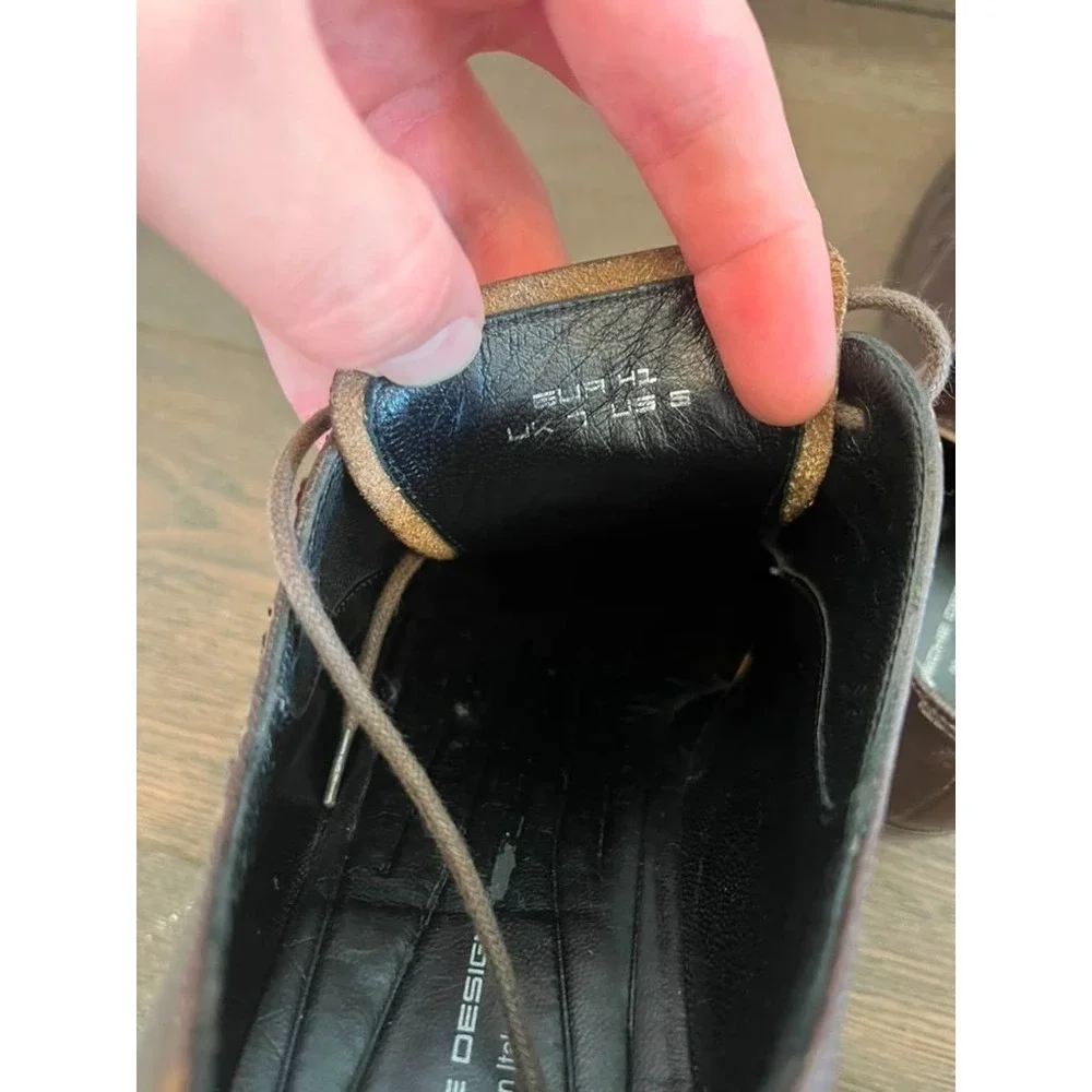 Porsche Design Brown Leather Derby Dress Shoes Men's EU 41 UK 7 Lace Up Italy